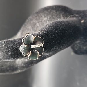 C-3 Rosegole tone floral ring with clear accents